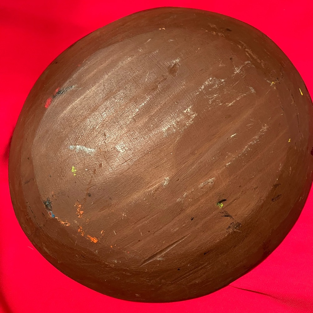 Vintage Mexican batea wood Hand-Painted Floral Decorative Plate - Picture 2 of 3